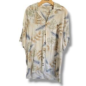Campia Moda Men’s Tropical Hawaiian Print Button-Up Shirt Medium Rayon